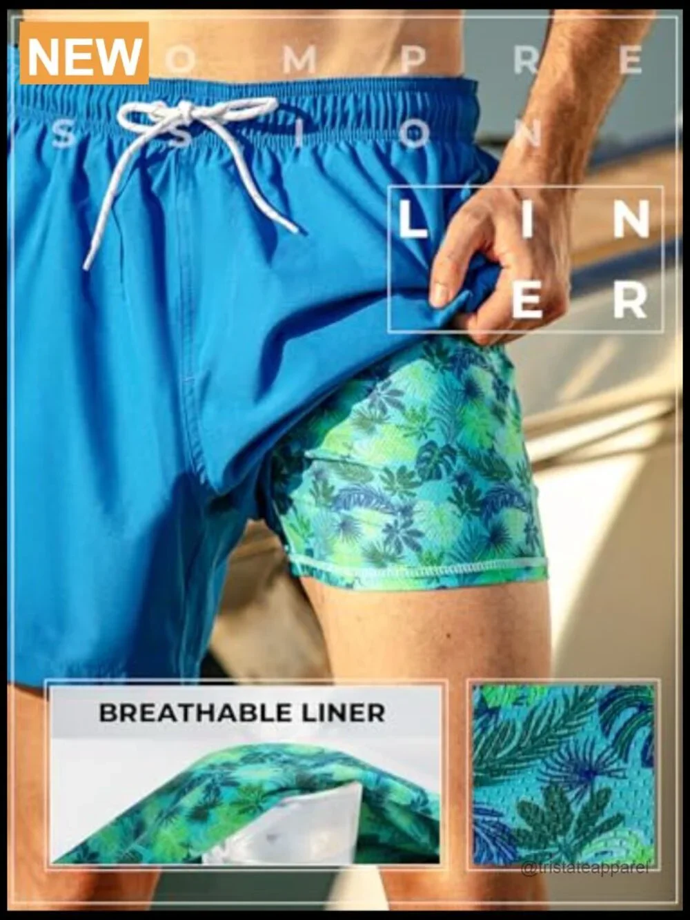 Mens Swim Trunks with Compression Liner 5 Inch Inseam Quick Dry UPF 50+